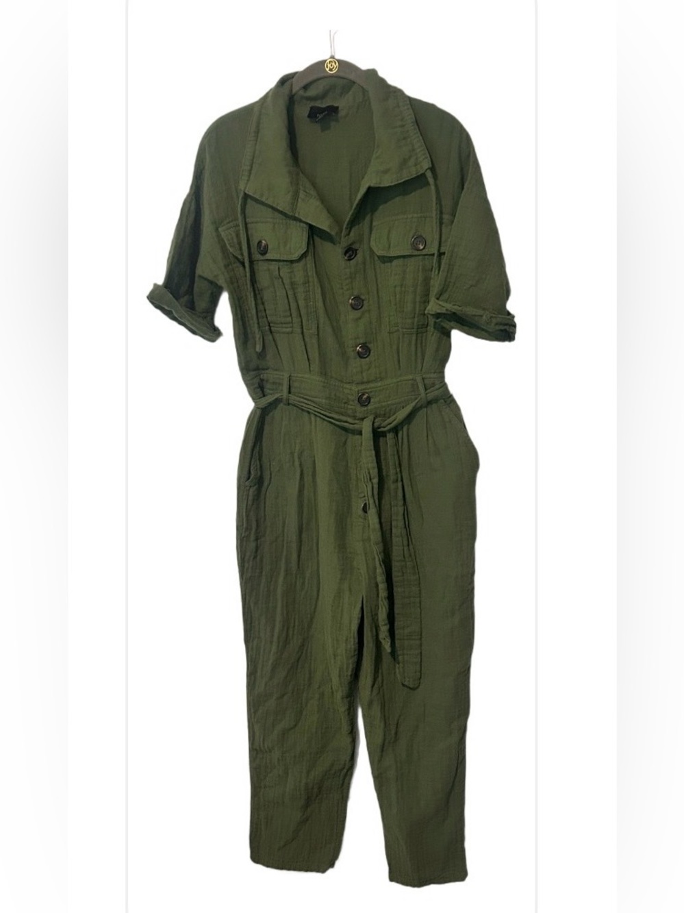 Lumiere Medium Utility Green Women's Jumpsuit with Belt